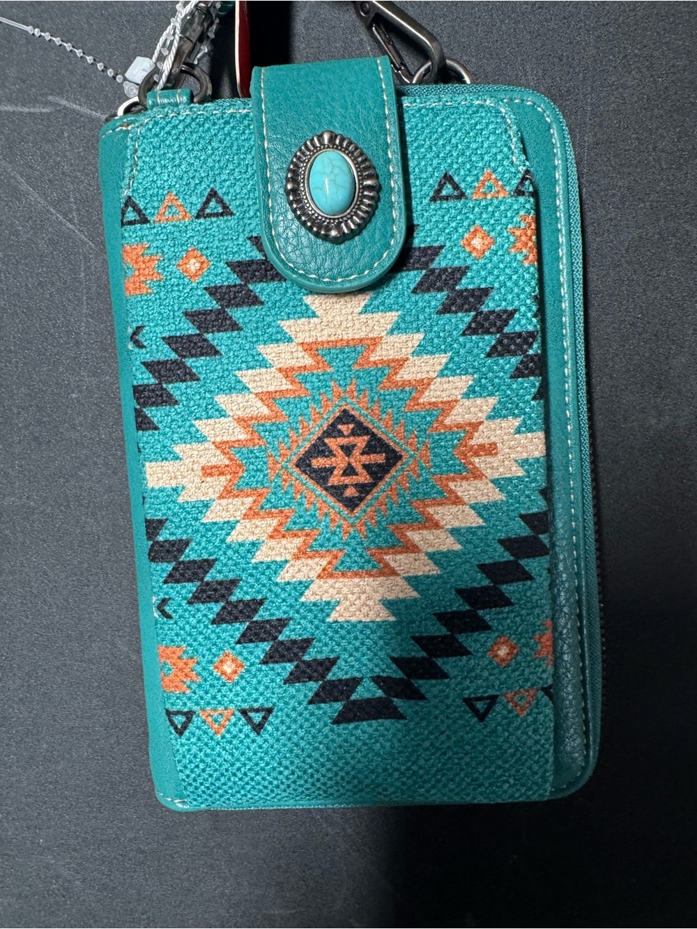 Stanley Teal Aztec Crossbody Wallet with Turquoise Strap - Picture 3 of 7